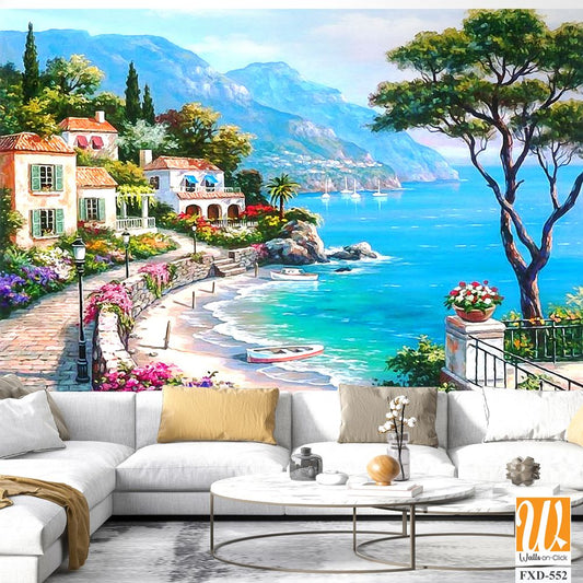 Beautiful seaside landscape, with a picturesque coastline Wallpaper [WP-FXD-552]