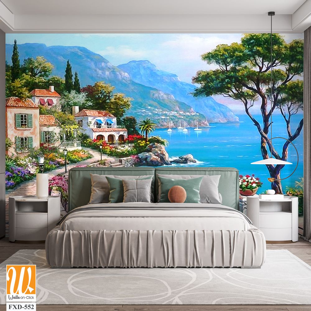 Beautiful seaside landscape, with a picturesque coastline Wallpaper [WP-FXD-552]
