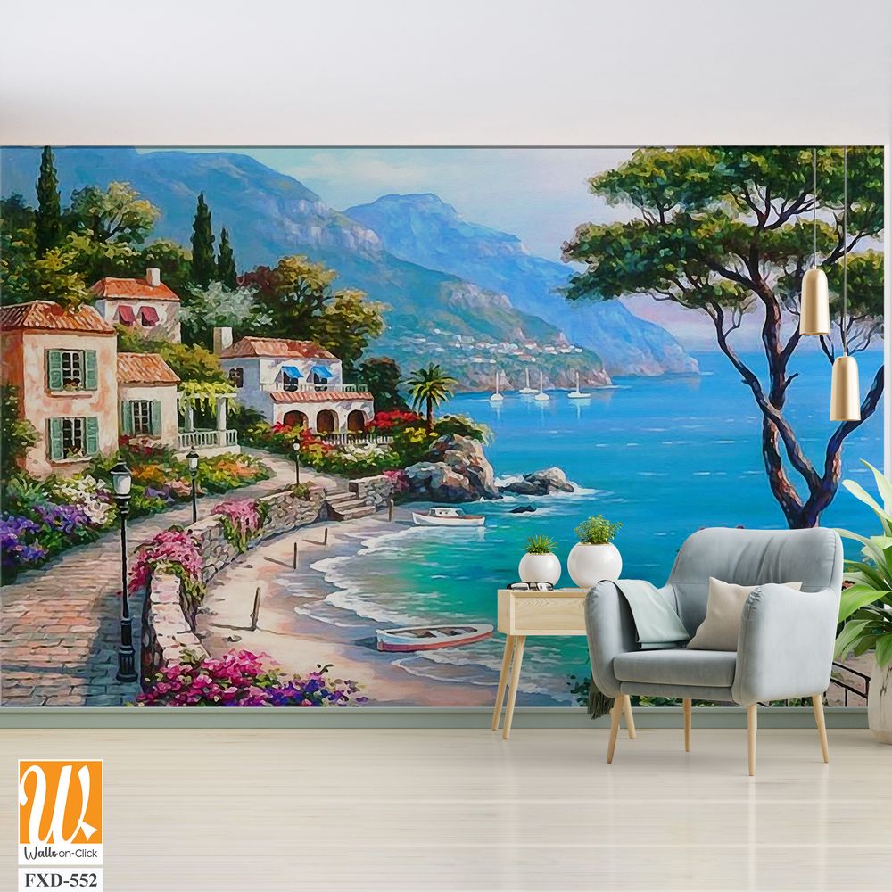 Beautiful seaside landscape, with a picturesque coastline Wallpaper [WP-FXD-552]