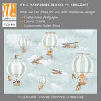 Whimsical hot air balloon scene with cartoon animal Wallpaper [WP-FXD-555]