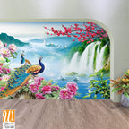 Two peacocks among beautiful waterfalls Wallpaper [WP-FXD-583]