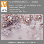 Beautiful flowers, butterflies, and pink pearls Wallpaper [WP-FXD-593]