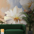 Oil painting of white flowers, with bold brush strokes Wallpaper [WP-FXD-619]