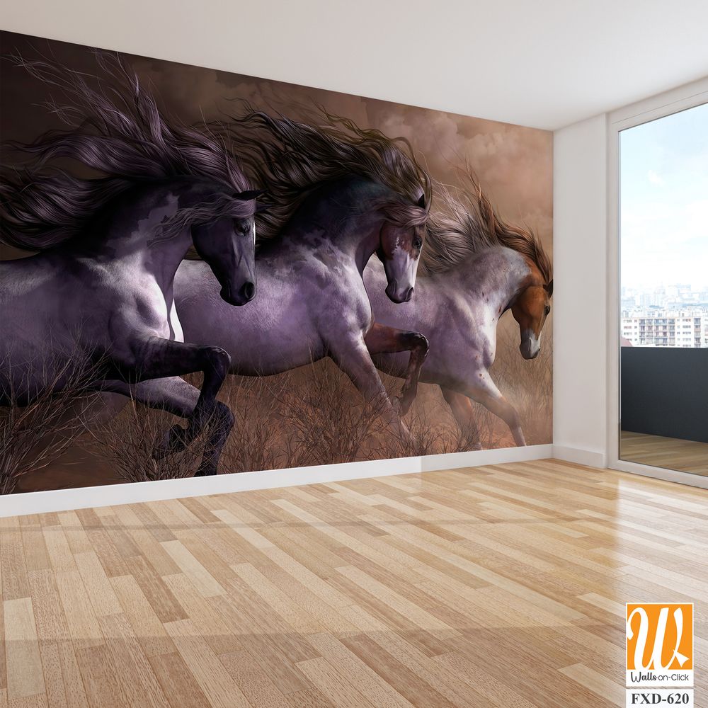 Stunning wall mural depicting majestic horses Wallpaper [WP-FXD-620]