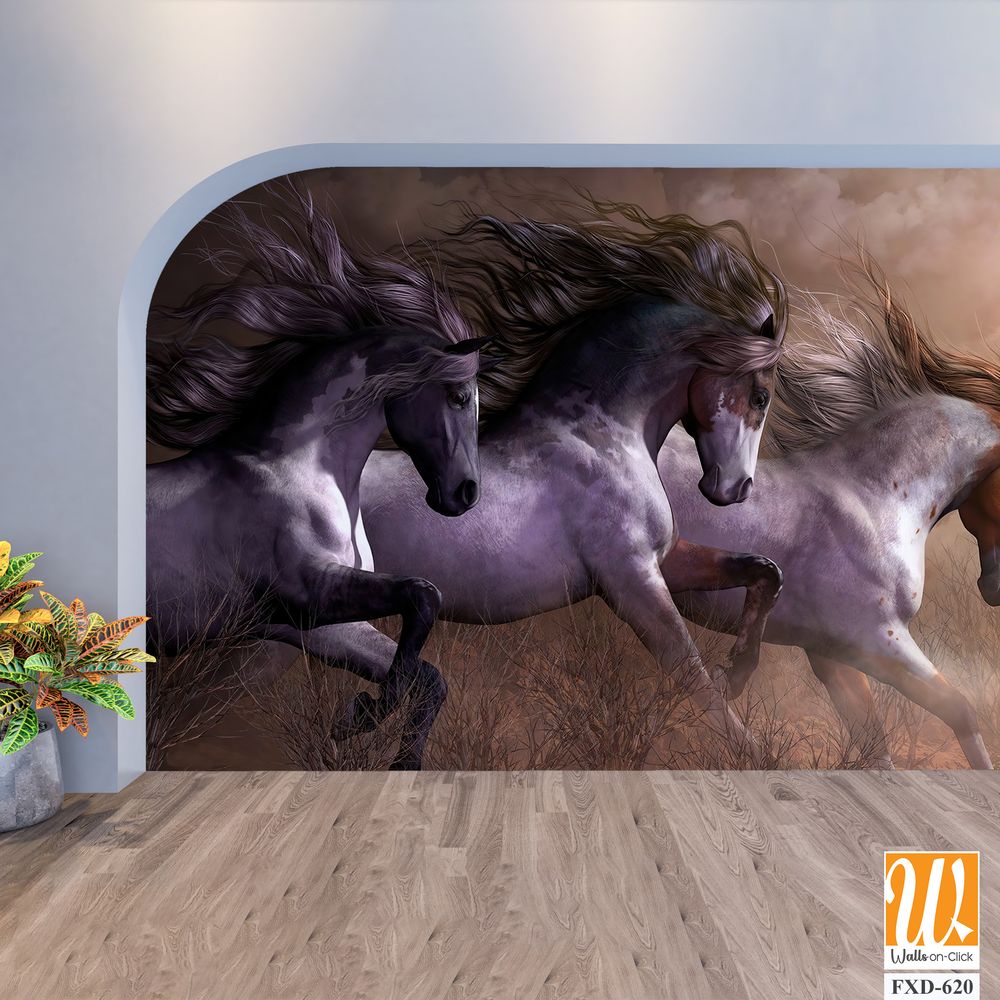 Stunning wall mural depicting majestic horses Wallpaper [WP-FXD-620]