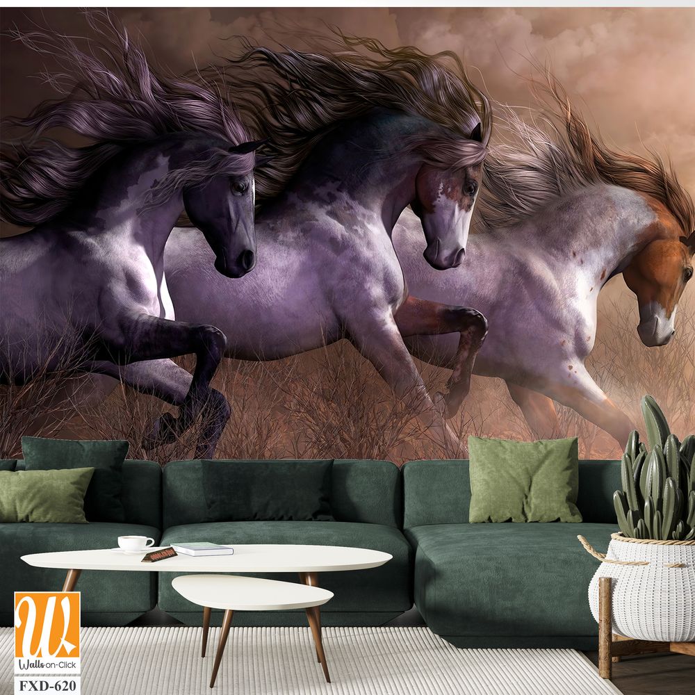 Stunning wall mural depicting majestic horses Wallpaper [WP-FXD-620]