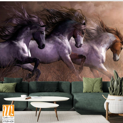 Stunning wall mural depicting majestic horses Wallpaper [WP-FXD-620]