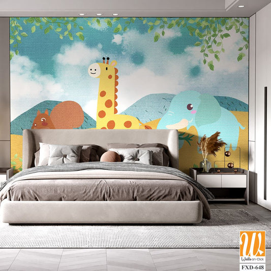 Cute cartoon animal design for children Wallpaper [WP-FXD-648]