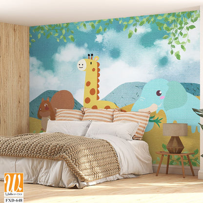 Cute cartoon animal design for children Wallpaper [WP-FXD-648]