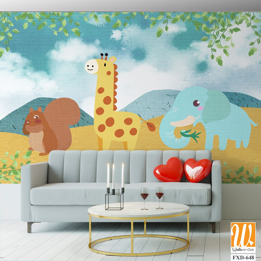Cute cartoon animal design for children Wallpaper [WP-FXD-648]
