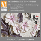 3D white relief wall with purple and pink flowers [WP-FXD-691]