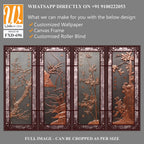 Copper windows with relief carvings of bamboo and plum blossoms Wallpaper [WP-FXD-696]