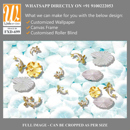 Collage of white seashells and goldfish [WP-FXD-699]