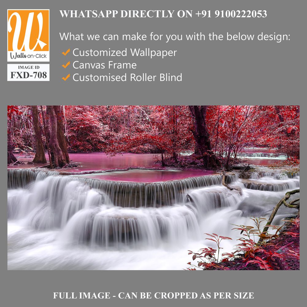 Beautiful waterfall in the red forest Wallpaper [WP-FXD-708]
