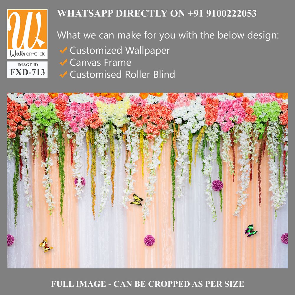 Cascading flowers and butterflies Wallpaper [WP-FXD-713]