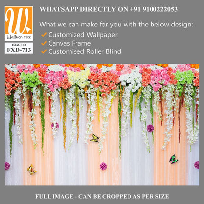 Cascading flowers and butterflies Wallpaper [WP-FXD-713]