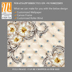 3D wallpaper with a floral pattern and rhinestones [WP-FXD-724]