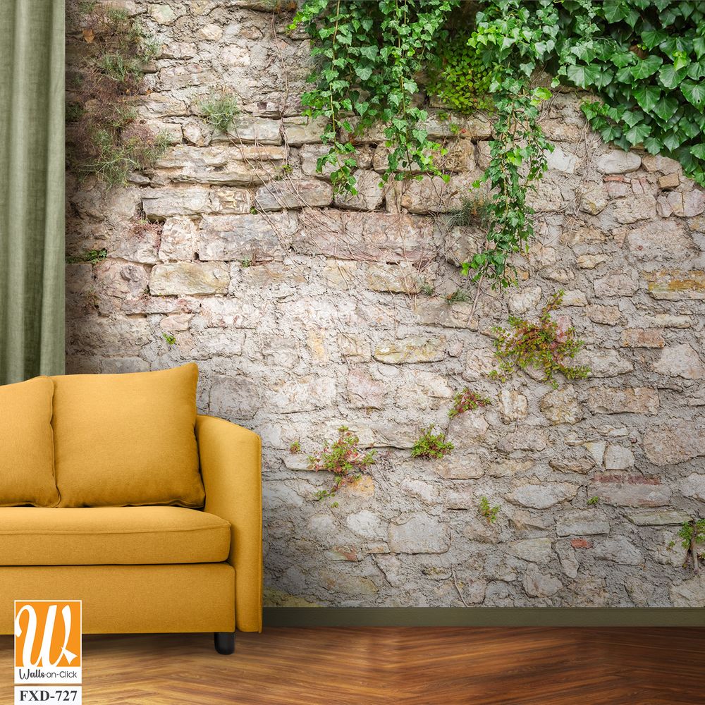 Stone wall with ivy and moss Wallpaper [WP-FXD-727]