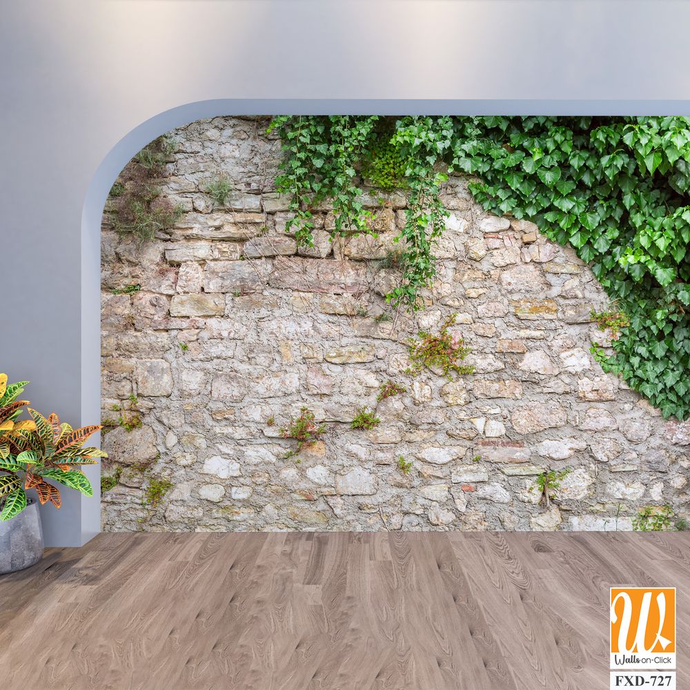 Stone wall with ivy and moss Wallpaper [WP-FXD-727]