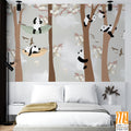 Cute cartoon pandas hanging out in the trees Wallpaper [WP-FXD-729]