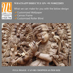 Wooden carving of Lord Krishna playing the flute Wallpaper [WP-FXD-758]