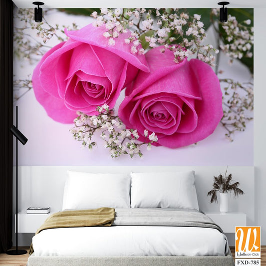 Two pink roses Wallpaper [WP-FXD-785]
