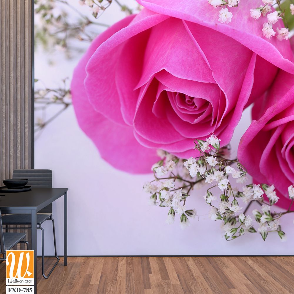 Two pink roses Wallpaper [WP-FXD-785]