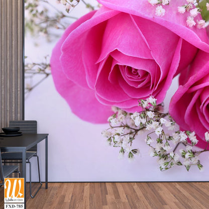 Two pink roses Wallpaper [WP-FXD-785]