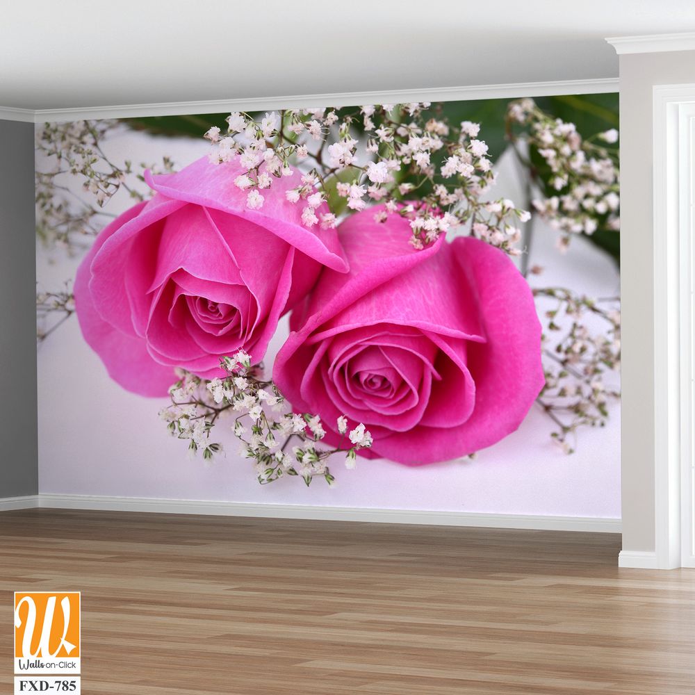 Two pink roses Wallpaper [WP-FXD-785]