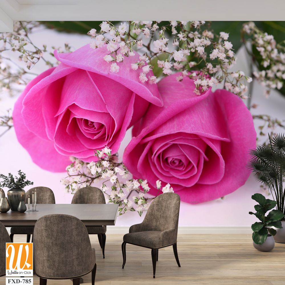 Two pink roses Wallpaper [WP-FXD-785]