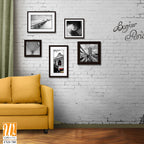 White brick wall with photo frames Wallpaper [WP-FXD-788]