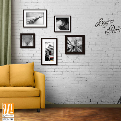 White brick wall with photo frames Wallpaper [WP-FXD-788]
