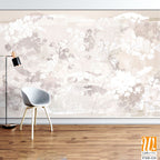 Graphic wildflowers painted on a brown concrete grunge wall. Floral background in loft, modern style. Design for wall mural, card, postcard, wallpaper, photo wallpaper. [WP-FXH-124]