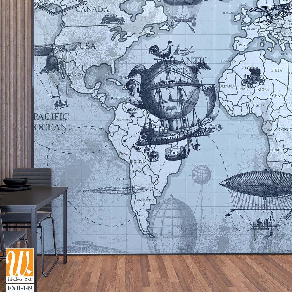 Travel by plane all over the world, for your child's room [WP-FXH-149]