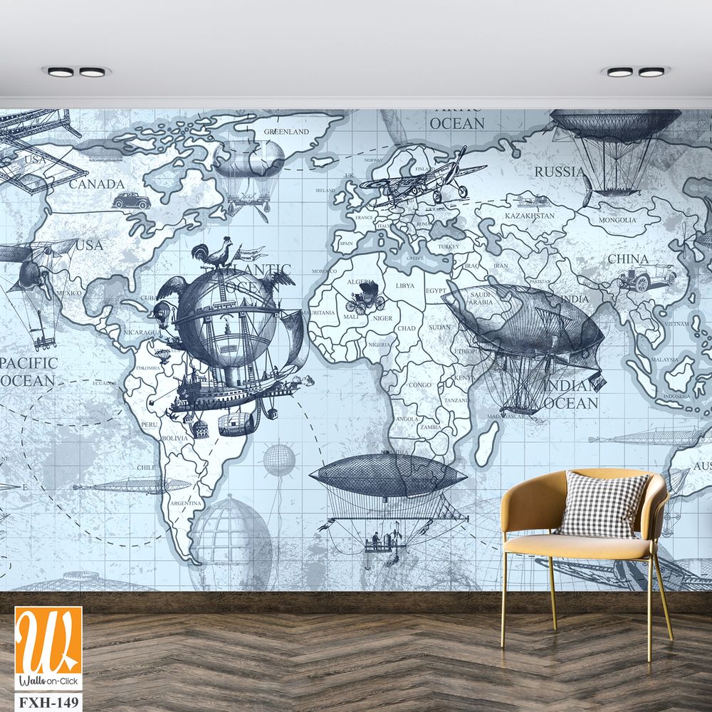 Travel by plane all over the world, for your child's room [WP-FXH-149]