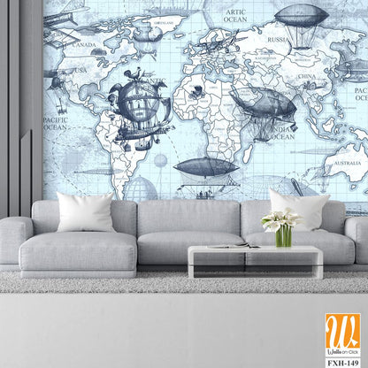Travel by plane all over the world, for your child's room [WP-FXH-149]