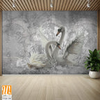 Two white swans in your room for a romantic setting [WP-FXH-150]