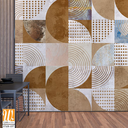 Design in the loft, classic, modern style. Graphic geometry on concrete grunge background. Light, delicate photo wallpaper, mural, wallpaper, card, postcard design. [WP-FXH-157]