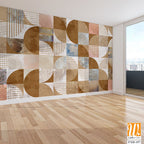Design in the loft, classic, modern style. Graphic geometry on concrete grunge background. Light, delicate photo wallpaper, mural, wallpaper, card, postcard design. [WP-FXH-157]