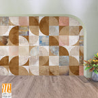 Design in the loft, classic, modern style. Graphic geometry on concrete grunge background. Light, delicate photo wallpaper, mural, wallpaper, card, postcard design. [WP-FXH-157]