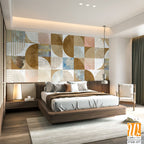 Design in the loft, classic, modern style. Graphic geometry on concrete grunge background. Light, delicate photo wallpaper, mural, wallpaper, card, postcard design. [WP-FXH-157]