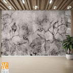Black and white vintage roses, wall murals in the interior of the room on a textured background [WP-FXH-162]