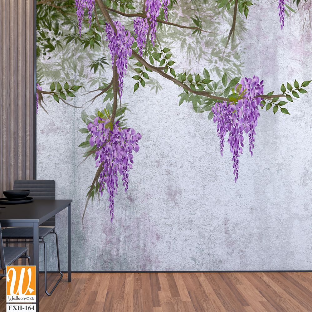 Curly flowers wisteria on branches, photo wallpapers [WP-FXH-164]