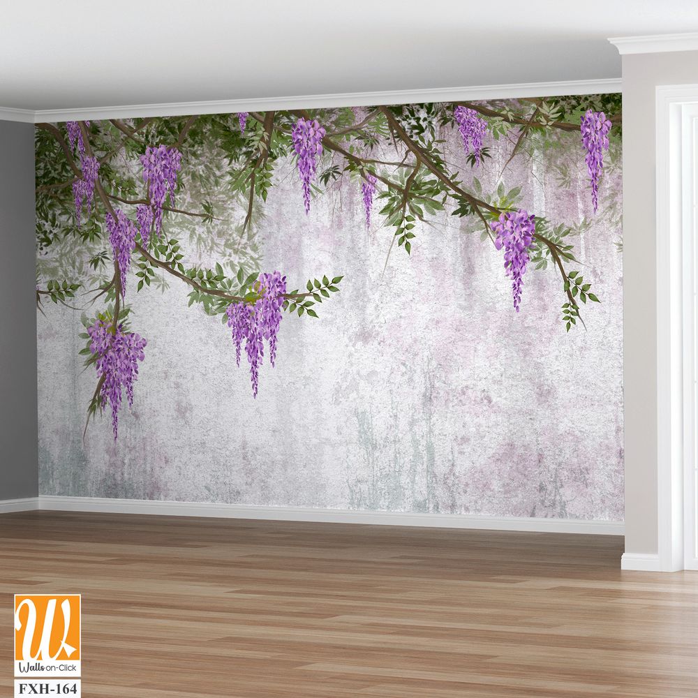 Curly flowers wisteria on branches, photo wallpapers [WP-FXH-164]