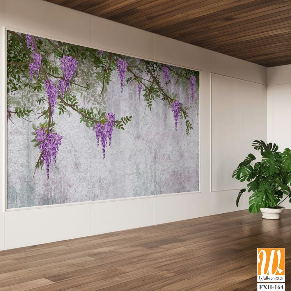 Curly flowers wisteria on branches, photo wallpapers [WP-FXH-164]