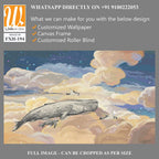 Bright colourful sky wallpaper. Whale in the sky.Starry sky illustration. Illustration of clouds on a blue background. Beautifully painted sky.Drawn book illustration, card, postcard, wallpaper, mural [WP-FXH-194]