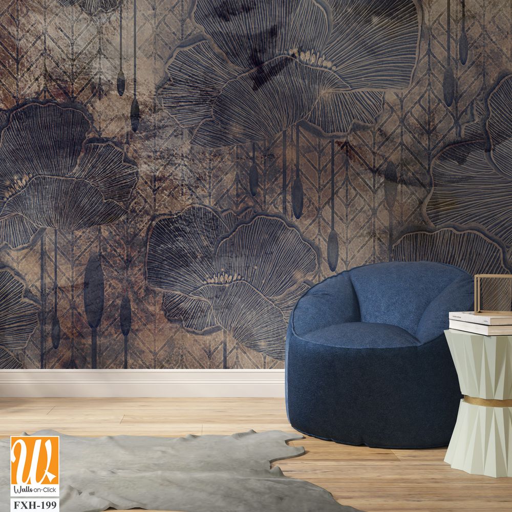 Graphic art poppies, 3D graphic drawing, photo wallpaper for a room or home interior, postcards, covers [WP-FXH-199]