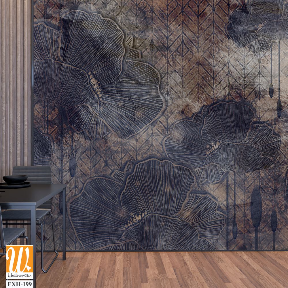 Graphic art poppies, 3D graphic drawing, photo wallpaper for a room or home interior, postcards, covers [WP-FXH-199]