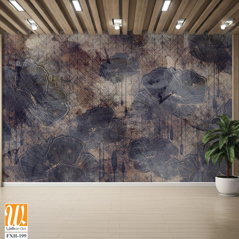 Graphic art poppies, 3D graphic drawing, photo wallpaper for a room or home interior, postcards, covers [WP-FXH-199]