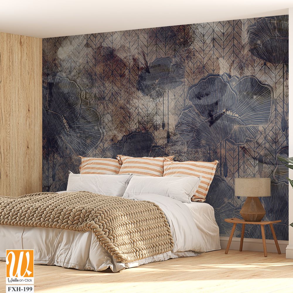 Graphic art poppies, 3D graphic drawing, photo wallpaper for a room or home interior, postcards, covers [WP-FXH-199]